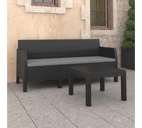 vidaXL Set de muebles de jardín 2 pzas cojines PP ratán gris antracita