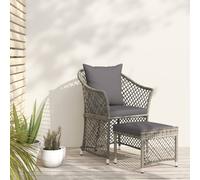 vidaXL Set de muebles de jardín 2 pzas cojines ratán sintético gris