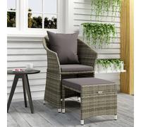 vidaXL Set de muebles de jardín 2 pzas cojines ratán sintético gris