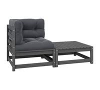 vidaXL Set de muebles de jardín 2 pzas con cojines madera pino gris