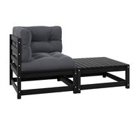 Vidaxl Set de Muebles de Jardín 2 Pzas con Cojines Madera Pino Natural, Blanco, Gris Black