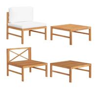 vidaXL Set de muebles de jardín 2 pzas madera de teca y cojines crema