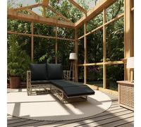 vidaXL Set de muebles de jardín 2 pzas y cojines ratán sintético gris