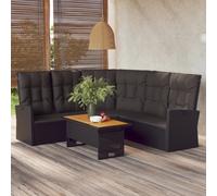 vidaXL Set de muebles de jardín 2 pzas y cojines ratán sintético negro