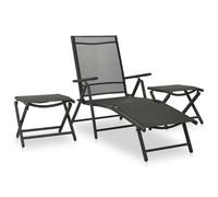 vidaXL Set de muebles de jardín 3 piezas textilene aluminio negro