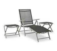 vidaXL Set de muebles de jardín 3 piezas textilene aluminio plateado