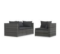 Vidaxl Set de Muebles de Jardín 3 Pzas Ratán Sintético Negro y Crema Grey and anthracite