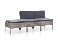 Set De Muebles De Jardín 3 Pzas Y Cojines Ratán Sintético Gris Vidaxl