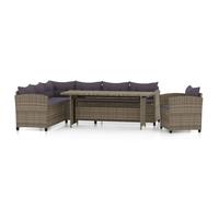 vidaXL Set de muebles de jardín 3 pzas y cojines ratán sintético gris