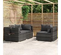 Vidaxl Set de Muebles de Jardín 3 Pzas Ratán Sintético Negro y Crema Grey and anthracite