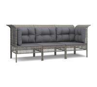 vidaXL Set de muebles de jardín 3 pzas y cojines ratán sintético gris en modelo 2x corner + footrest/2x Esquina + centrales | acolchados duraderos para sofás de jardín terraza exterior