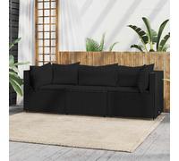 vidaXL Set de muebles de jardín 3 pzas y cojines ratán sintético negro