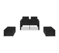 vidaXL Set de muebles de jardín 3 pzas y cojines ratán sintético negro