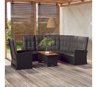 vidaXL Set de muebles de jardín 3 pzas y cojines ratán sintético negro