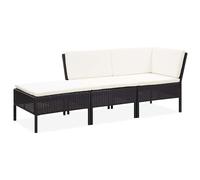 vidaXL Set de muebles de jardín 3 pzas y cojines ratán sintético negro