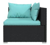 vidaXL Set de muebles de jardín 3 pzas y cojines ratán sintético negro Negro