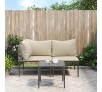 vidaXL Set de muebles de jardín 3 pzas y cojines ratán sintético gris