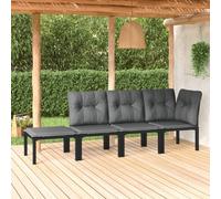 vidaXL Set de muebles de jardín 4 piezas – ratán sintético, negro y gris
