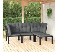 vidaXL Set de muebles de jardín 4 piezas ratán sintético negro y gris