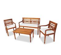 vidaXL Set de muebles de jardín 4 pzas y cojines madera maciza de teca