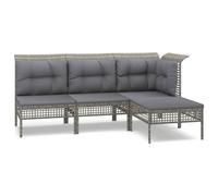 vidaXL Set de muebles de jardín 4 pzas y cojines ratán sintético gris
