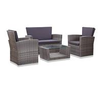 vidaXL Set de Muebles de jardín 4 pzas y Cojines ratán sintético Gris