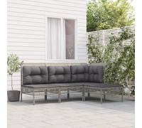 vidaXL Set de muebles de jardín 4 pzas y cojines ratán sintético gris
