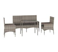 vidaXL Set de muebles de jardín 4 piezas con cojines – Ratán sintético Gris