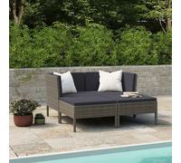 vidaXL Set de muebles de jardín 4 pzas y cojines ratán sintético gris