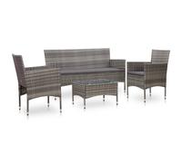 vidaXL Set de muebles de jardín 4 pzas y cojines ratán sintético gris