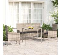 vidaXL Set de muebles de jardín 4 piezas con cojines – Ratán sintético Gris