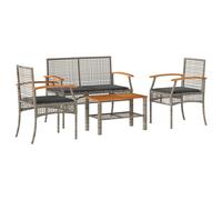 vidaXL Set de muebles de jardín 4 pzas y cojines ratán sintético gris