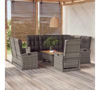 vidaXL Set de muebles de jardín 4 pzas y cojines ratán sintético gris