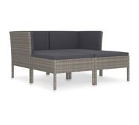 vidaXL Set de muebles de jardín 4 pzas y cojines ratán sintético gris