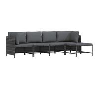 vidaXL Set de muebles de jardín 4 pzas y cojines ratán sintético gris Gris