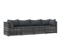 vidaXL Set de Muebles de jardín 4 pzas y Cojines ratán sintético Gris, Juego de salón para jardín, Muebles de Exterior, Muebles de terraza