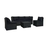 vidaXL Set de muebles de jardín 4 pzas y cojines ratán sintético negro