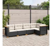 vidaXL Set de muebles de jardín 5 pzas y cojines ratán sintético negro
