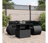 vidaXL Set de muebles de jardín 5 pzas y cojines ratán sintético negro