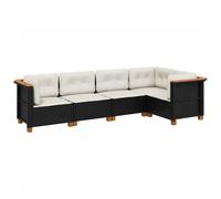 vidaXL Set de muebles de jardín 5 pzas y cojines ratán sintético negro