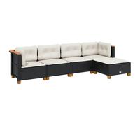 vidaXL Set de muebles de jardín 5 pzas y cojines ratán sintético negro