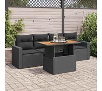vidaXL Set de muebles de jardín 5 pzas y cojines ratán sintético negro