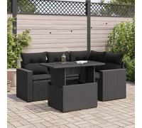 vidaXL Set de muebles de jardín 5 pzas y cojines ratán sintético negro
