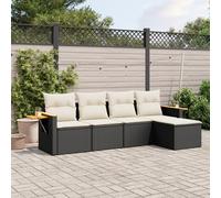 vidaXL Set de muebles de jardín 5 pzas y cojines ratán sintético negro