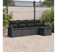 vidaXL Set de muebles de jardín 5 pzas y cojines ratán sintético negro
