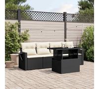 vidaXL Set de muebles de jardín 5 pzas y cojines ratán sintético negro
