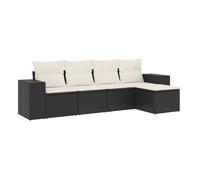 vidaXL Set de muebles de jardín 5 pzas, sofás modulares con cojines, ratán sintético negro