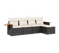 vidaXL Set de muebles de jardín 5 pzas y cojines ratán sintético negro