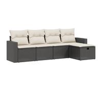 vidaXL Set de muebles de jardín 5 pzas y cojines ratán sintético negro