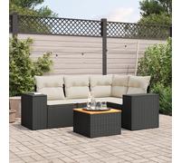 vidaXL Set de muebles de jardín 5 pzas y cojines ratán sintético negro